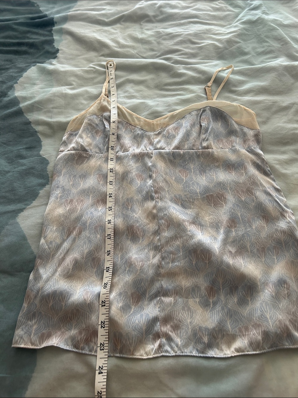 Club Monaco Silk Camisole NWOT Blue Floral Print Adjustable Strap Cami XS - Picture 8 of 9